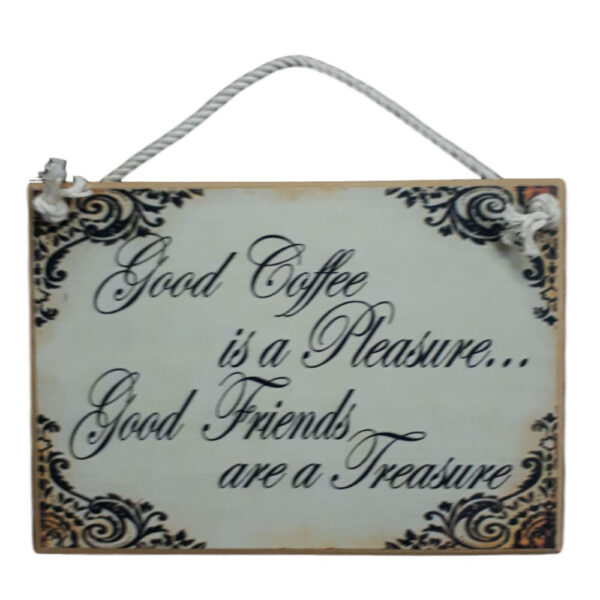 Country Printed Wooden Sign Good Coffee Good Friends Plaque New