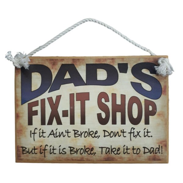 Country Printed Quality Wooden Sign Dads Fix It Shop Plaque New