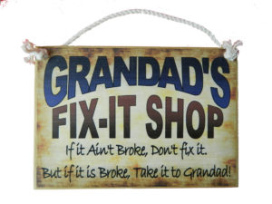 Country Printed Personalized Wooden Sign and Hanger Dad, Grandad, Pop, Opa Fix It