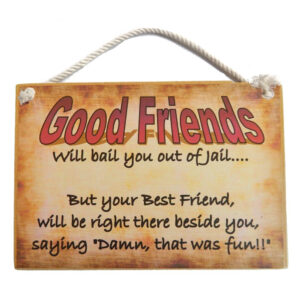 Country Printed Quality Wooden Sign Good Friend Bail Jail Plaque
