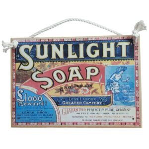 Country Printed Quality Wooden Sign With Hanger Sunlight Soap Laundry Plaque New