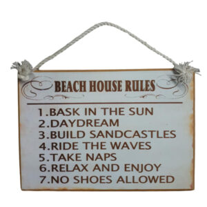Country Printed Quality Wooden Sign Beach House Rules Plaque New
