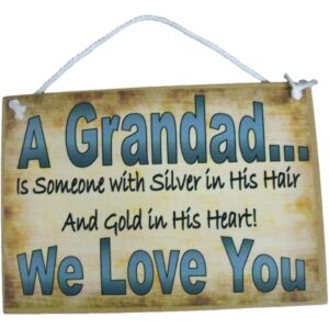 Country Printed Quality Wooden Sign Grandad Personalized Silver Plaque