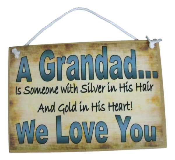 Country Printed Quality Wooden Sign Grandad Personalized Silver Plaque