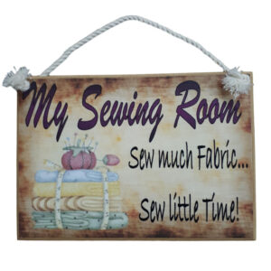 Country Printed Wooden Sign MY SEWING ROOM can PERSONALIZE Plaque New