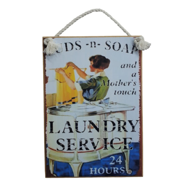 Country Printed Quality Wooden Sign SUDS AND SOAK LAUNDRY Plaque New