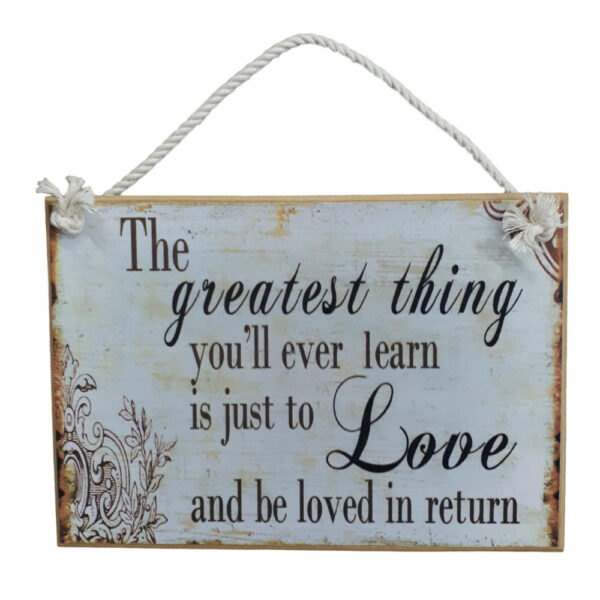 Country Printed Quality Wooden Sign LOVE THE GREATEST THING Plaque New