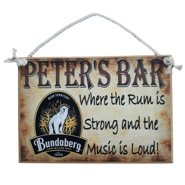 Country Printed Quality Wooden Sign NAMED Rum Bar Personalized Plaque New