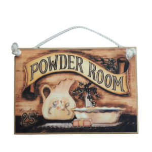 Country Printed Quality Wooden Sign with Hanger POWDER ROOM Bathroom Plaque New