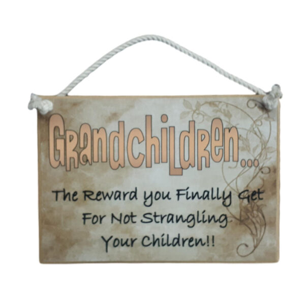 Country Printed Quality Wooden Sign GRANDCHILDREN IS THE REWARD Plaque New