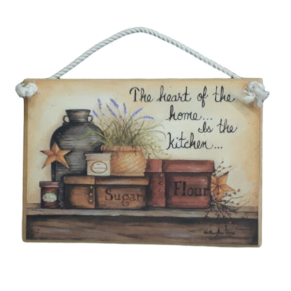 Country Printed Quality Wooden Sign THE HEART OF THE HOME KITCHEN Plaque New