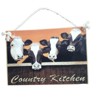 Country Printed Quality Wooden Sign COUNTRY KITCHEN COWS Plaque New