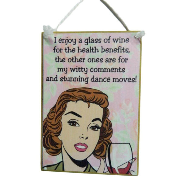 Country Printed Quality Wooden Sign GLASS OF WINE DRINKING Plaque New