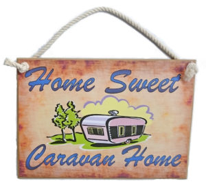 Country Printed Quality Wooden Sign With Hanger Home Sweet Caravan Home Plaque New