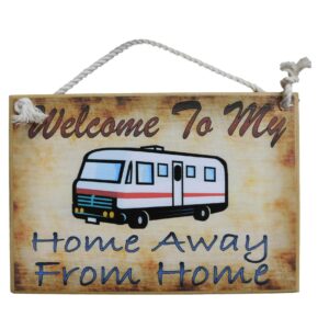 Country Printed Quality Wooden Sign MOTOR HOME AWAY FROM HOME Funny Plaque