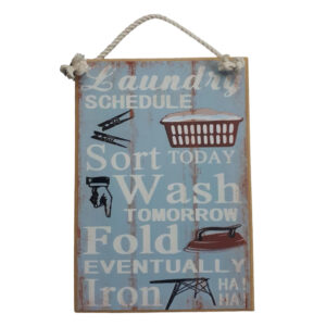 Country Printed Quality Wooden Sign LAUNDRY SCHEDULE Funny Inspiring Plaque New
