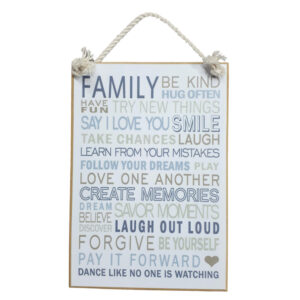 Country Printed Quality Wooden Sign with Hanger FAMILY BE KIND Inspiring Plaque New
