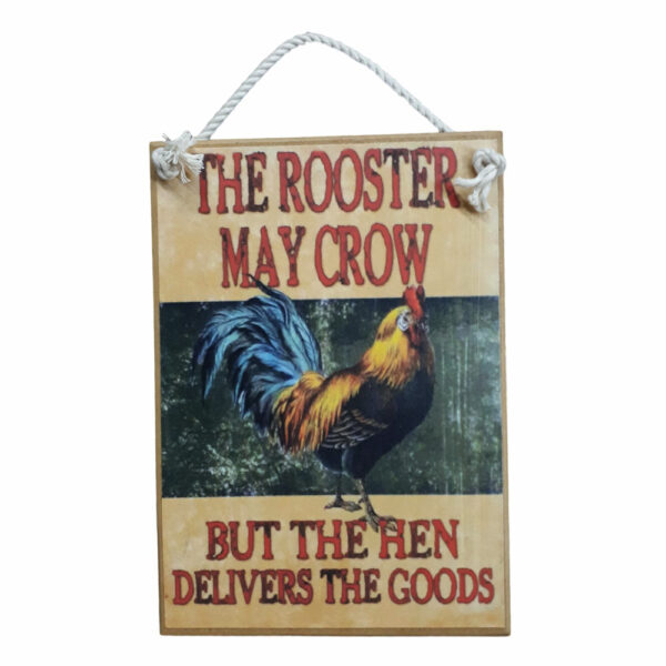 Country Printed Quality Wooden Sign Rooster Crow Funny Plaque New