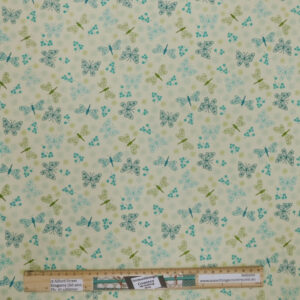 Patchwork Quilting Fabric Butterfly Beige Pale Green FQ 50x55cm
