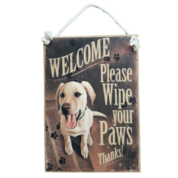 Country Printed Quality Wooden Sign Wipe Your Paws Labrador Dog Plaque New