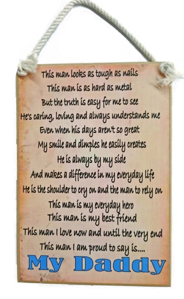 Country Printed Quality Wooden Sign MY DADDY Inspiring Loving Cute Plaque New