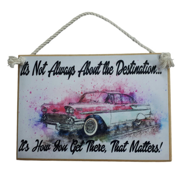 Country Printed Quality Wooden Sign DESTINATION CLASSIC CAR Funny Plaque New