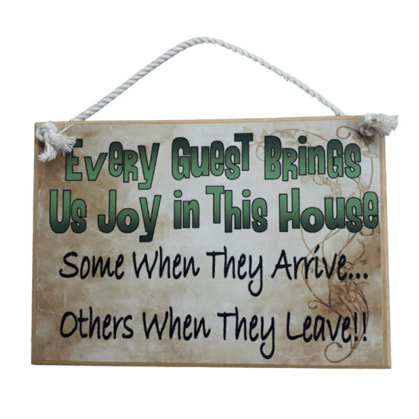 Country Printed Quality Wooden Sign And Hanger Guest Brings Us Joy Plaque New