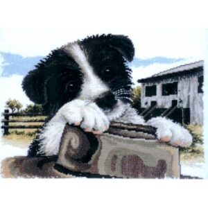 Country Threads Cross Stitch Kit - Ready for Work, Aussie Dog New