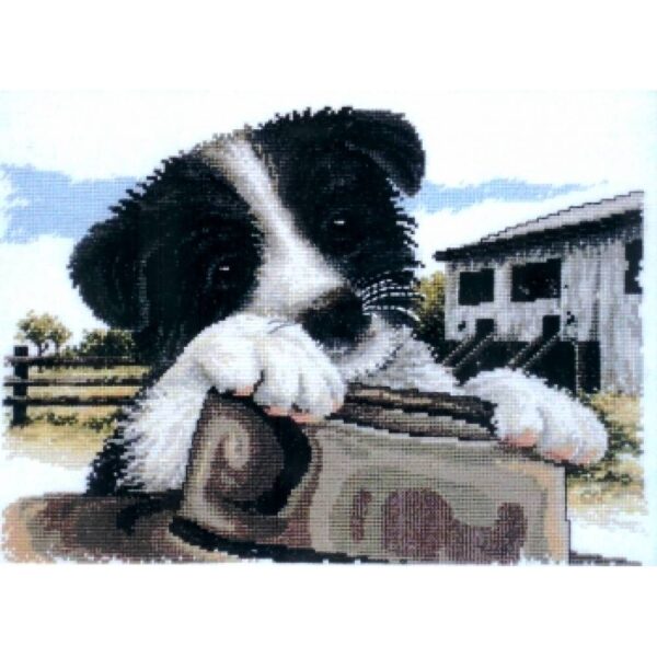 Country Threads Cross Stitch Kit - Ready for Work, Aussie Dog New