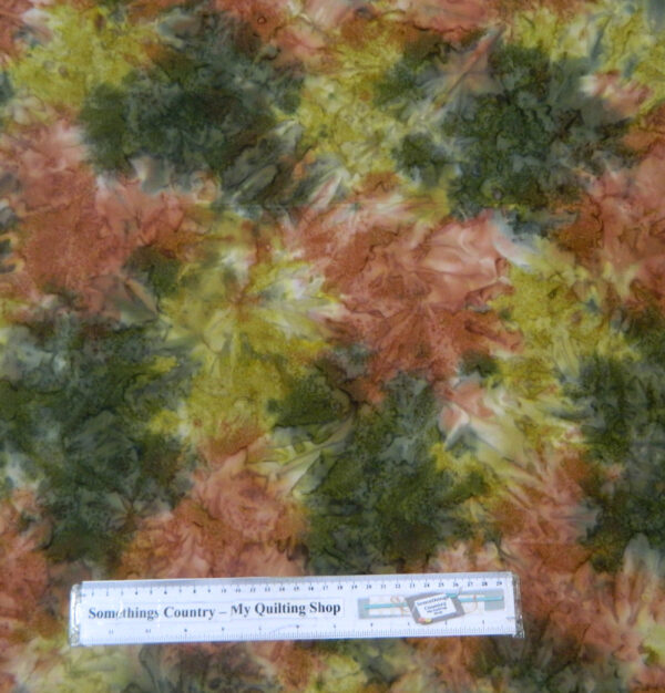 Country Patchwork Quilting Fabric BATIK RUST GREEN Sewing Cotton 50x55cm FQ NEW