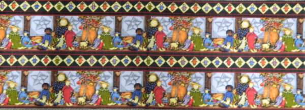PRIMITIVE DOLLS BORDER PRINT Patchwork Quilting Sewing Fabric Panel 40x110cm NEW