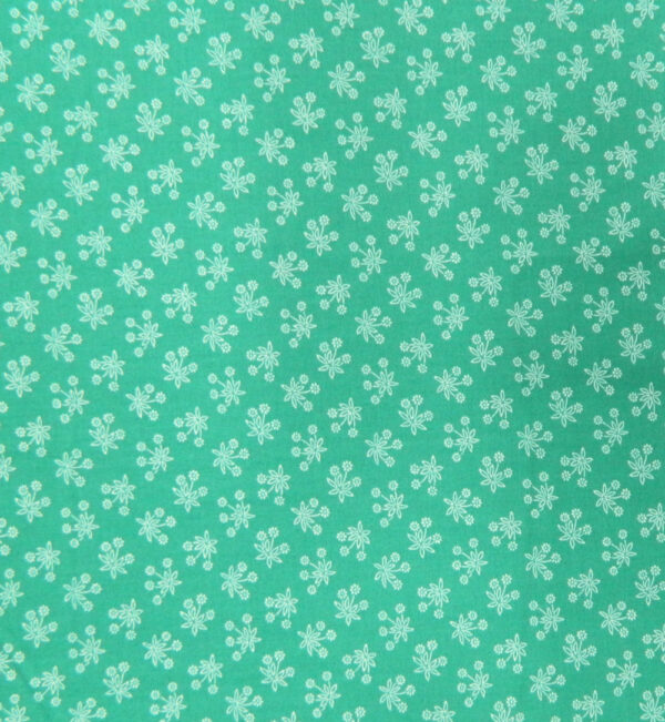 Country Patchwork Quilting Sewing Fabric TEAL GREEN White Flowers FQ 50x55cm NEW