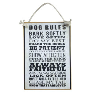 Country Printed Quality Wooden Sign Dog Rules Plaque New Hanging Saying