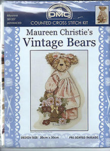 Country Threads Cross Stitch Kit - Vintage Bears Billyanna