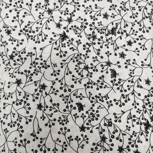 Country Quilting Fabric WHITE WITH BLACK Wide Backing 270 x 50cm
