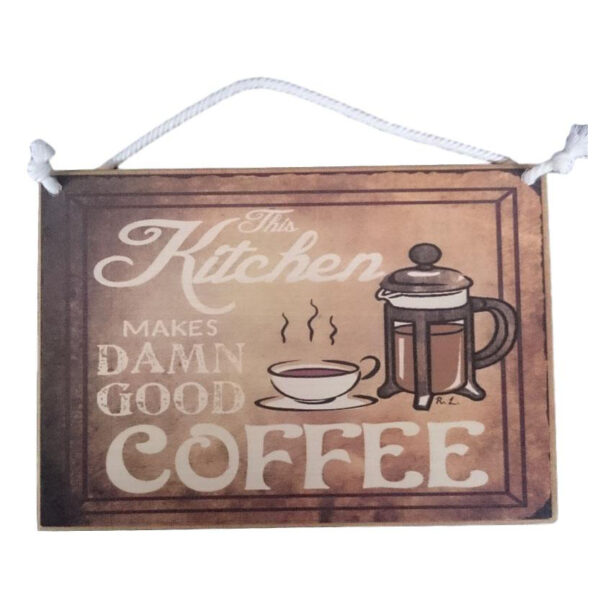 Country Printed Quality Wooden Sign KITCHEN MAKES GOOD COFFEE New Plaque Sayings