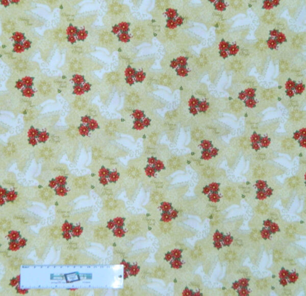 Patchwork Quilting Fabric XMAS PEACE DOVES FLOWERS Sewing Cotton FQ 50X55cm NEW