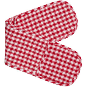 Gingham Check Kitchen Double Oven Gloves RED CHECK Pot Holder Mitts New