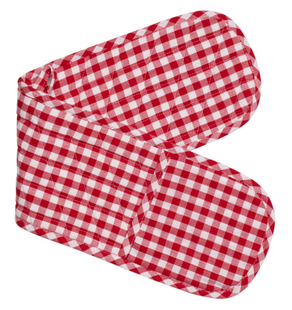 Gingham Check Kitchen Double Oven Gloves RED CHECK Pot Holder Mitts New