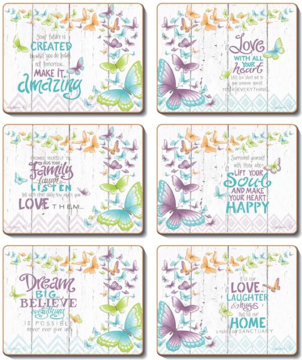 Country Inspired Kitchen INNER LOVE Cinnamon Cork backed Placemats or Coasters Set 6 NEW