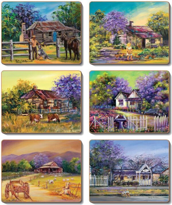 Country Inspired Kitchen JACARANDA HOUSE Cinnamon Cork backed Placemats or Coasters Set 6