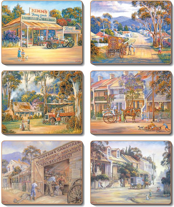 Country Inspired Kitchen COFFEE BREAK Cinnamon Cork Backed Coasters Set 6 New