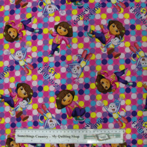 Quilting Patchwork Cotton Sewing Fabric DORA EXPLORER 50x55cm FQ NEW Material www.somethingscountry.com.au