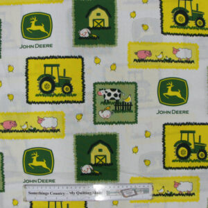 Quilting Patchwork Cotton Sewing Fabric JOHN DEERE FARM KIDS 50x55cm FQ NEW Material www.somethingscountry.com.au