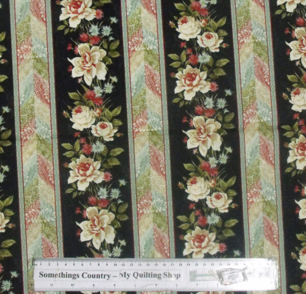 Quilting Patchwork Cotton Sewing Fabric BELLA FLORAL BORDER 50x55cm FQ NEW Material www.somethingscountry.com