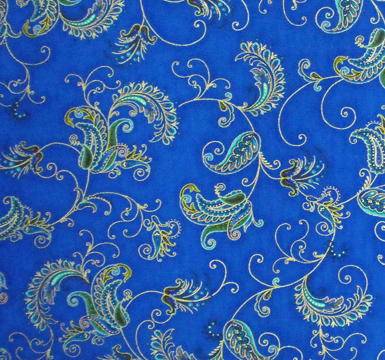 Quilting Patchwork Cotton Sewing Fabric ROYAL BLUE METALLIC PAISLEY