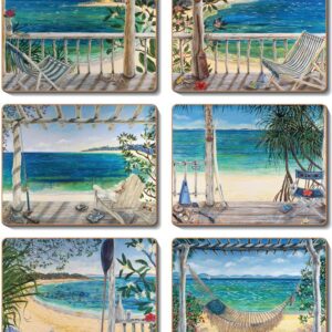 Country Inspired Kitchen BEACH BALCONIES Cinnamon Cork backed Placemats or Coasters Set 6