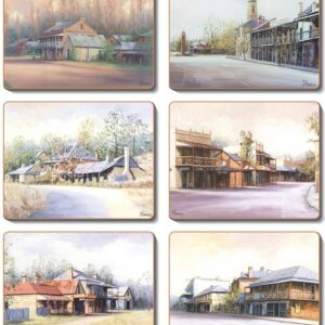 Country Inspired Kitchen COUNTRY TOWNS Cinnamon Cork backed Placemats or Coasters Set 6