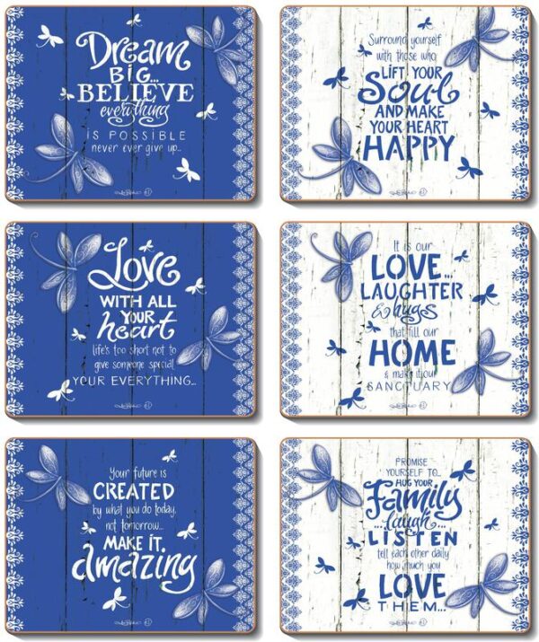 Country Inspired Kitchen INDIGO Cinnamon Cork Backed Placemats or Coasters Set 6