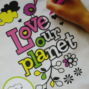 COLOUR MY OWN T-Shirt Transfer Black Felt LARGE Retro LOVE PLANET Color In New